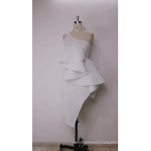 Sexy Asymmetrical One Shoulder Ruffles White Party Prom Dresses Women